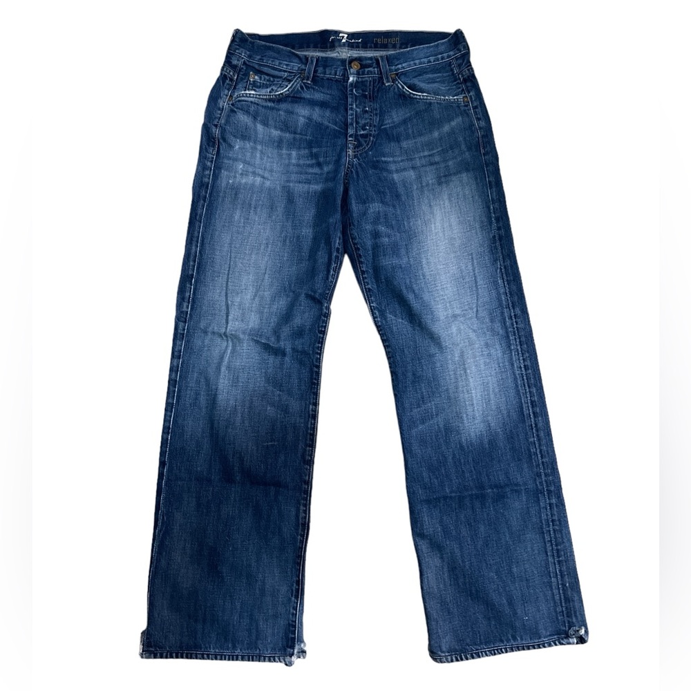 7 for all mankind distressed button fly relaxed fit jeans